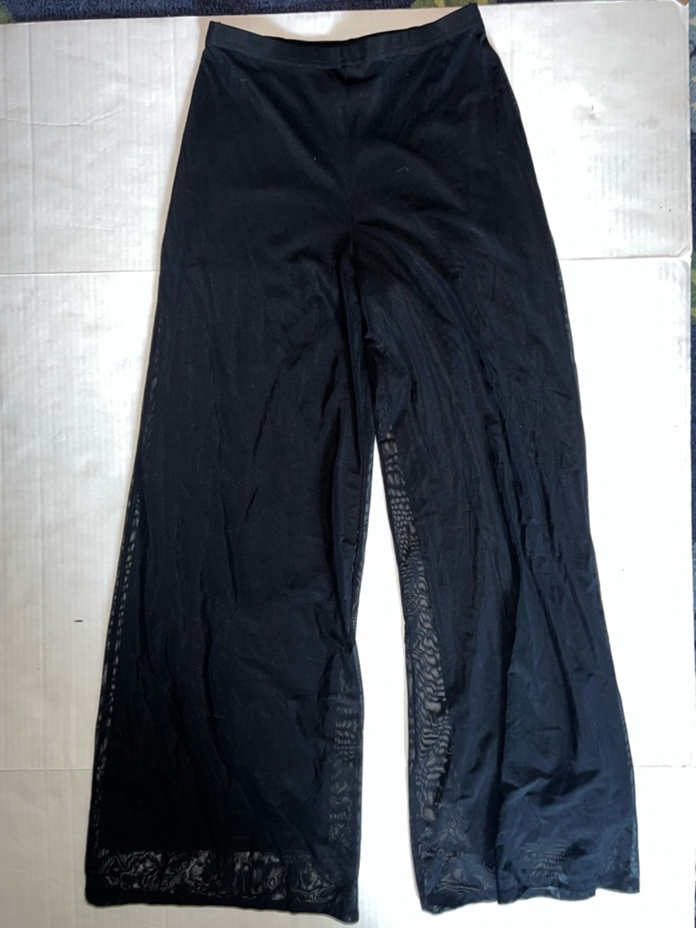 TADASHI Vintage 90’s Black Sheer Wide-Leg Mesh Pants size S